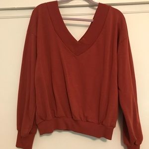 Forever21 off the shoulder deep v sweater - L